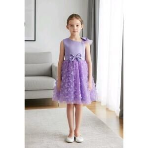 Lavender Tulle Overlay Easter Pagent Church Party Butterfly Dress Size 4T